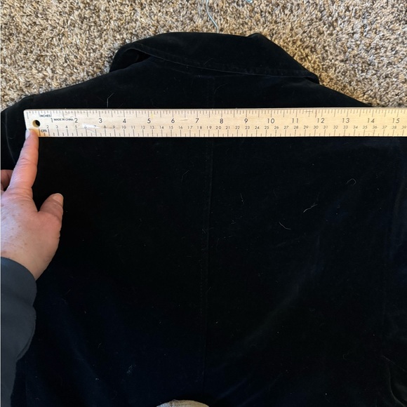 Black Velvet Double-Breasted Coat - Picture 7 of 9